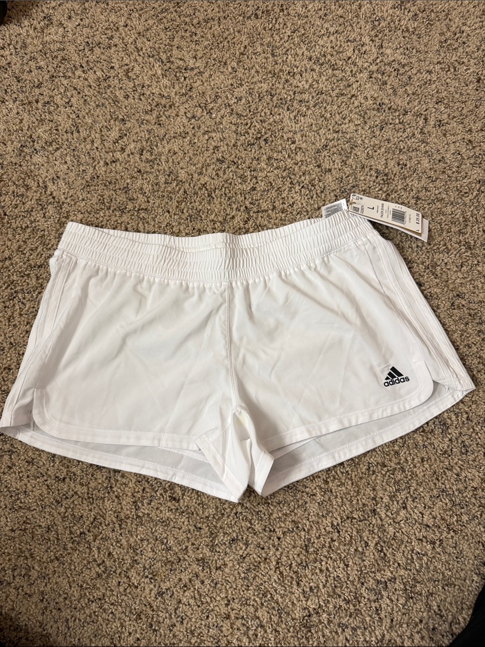 NWT - adidas White Women's Athletic Running Shorts with Logo